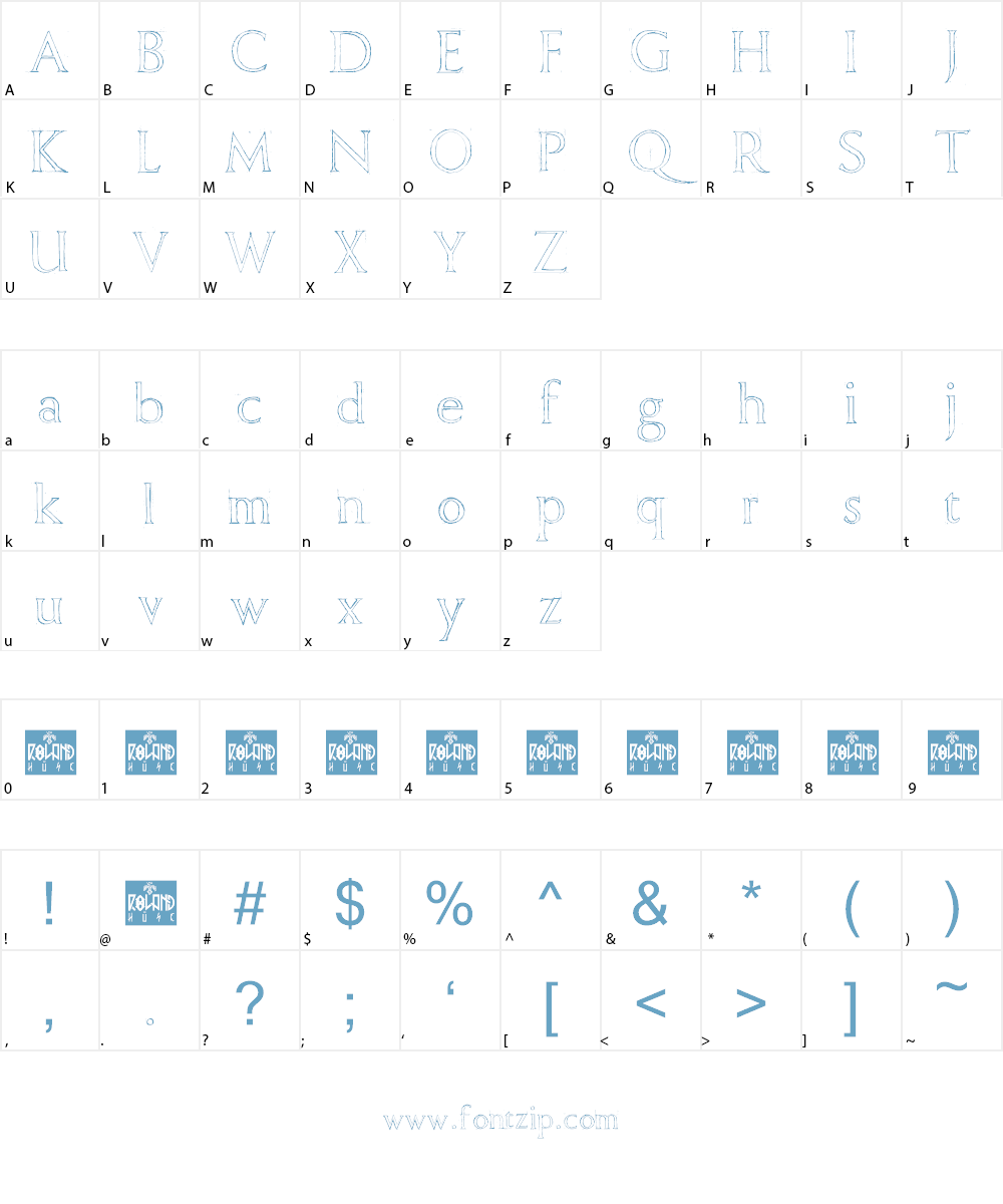 Freehand Roman Font Character